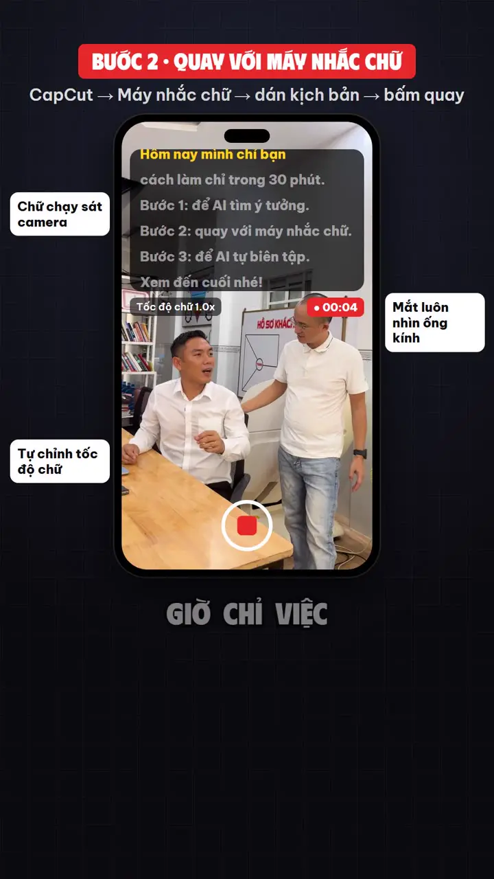 Quay bằng máy nhắc chữ CapCut